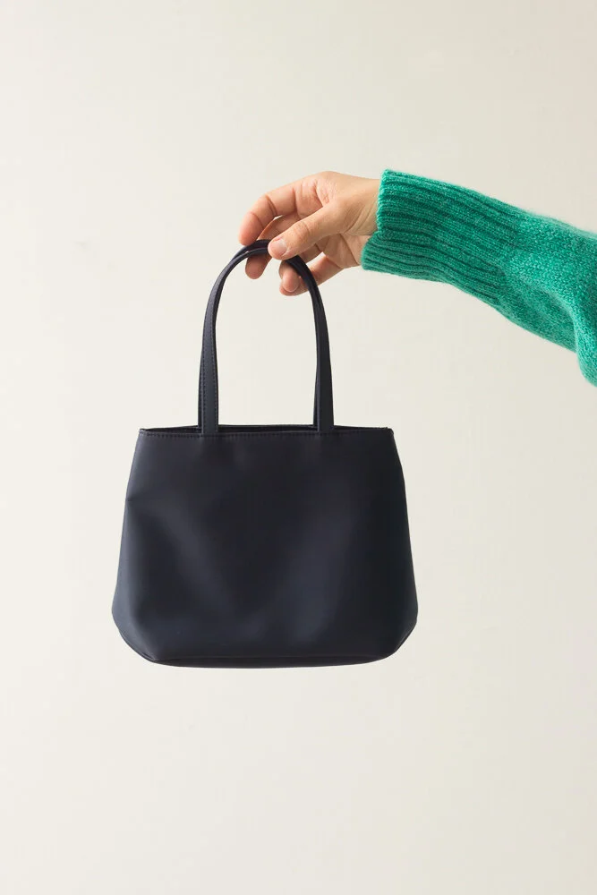 1990s Navy Blue Satin Mini Tote