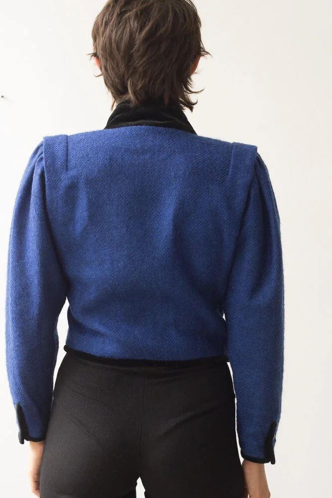 1980s Ungaro Sapphire Tweed Waistcoat