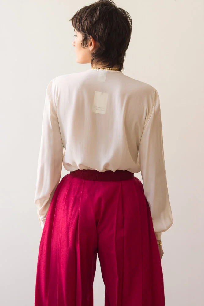 1980s Giorgio Armani Creme Silk Blouse