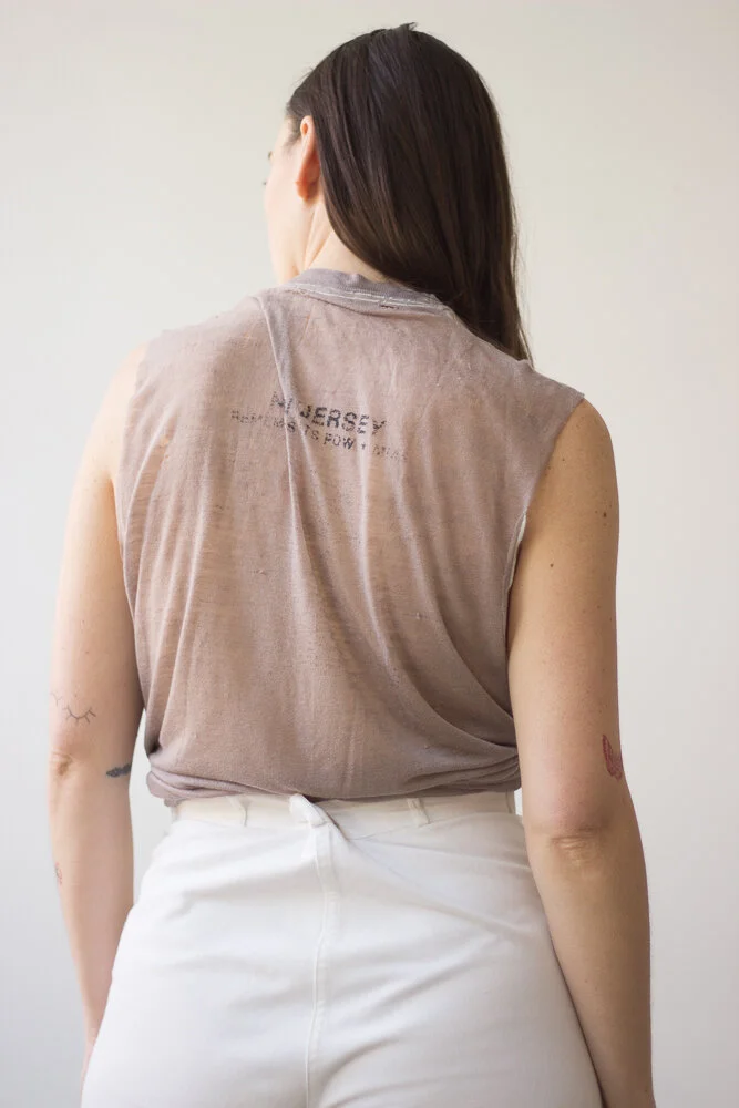 1970s POW Sheer Warm Gray Cut-off Tee