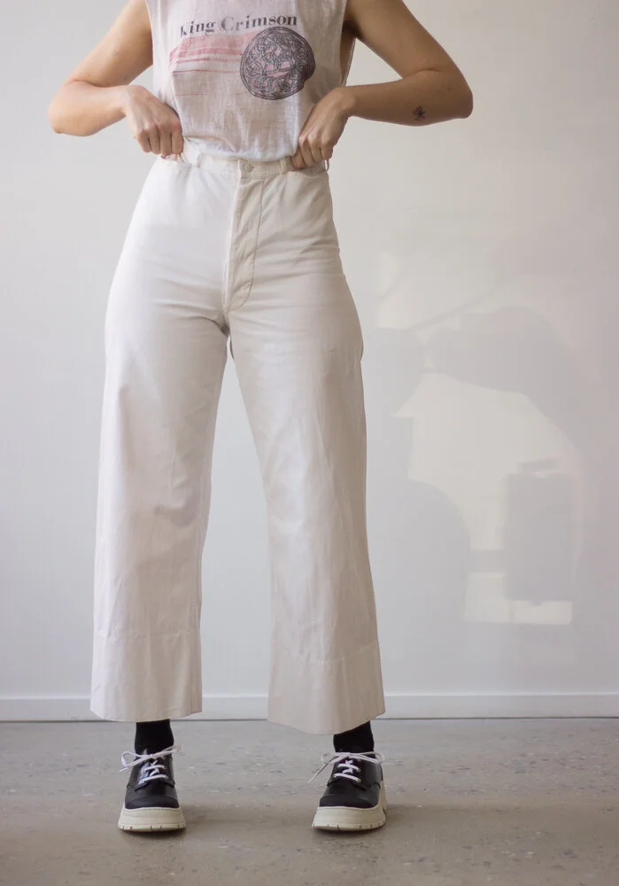 1940s White Cotton Navy-Issue Sailor Pants