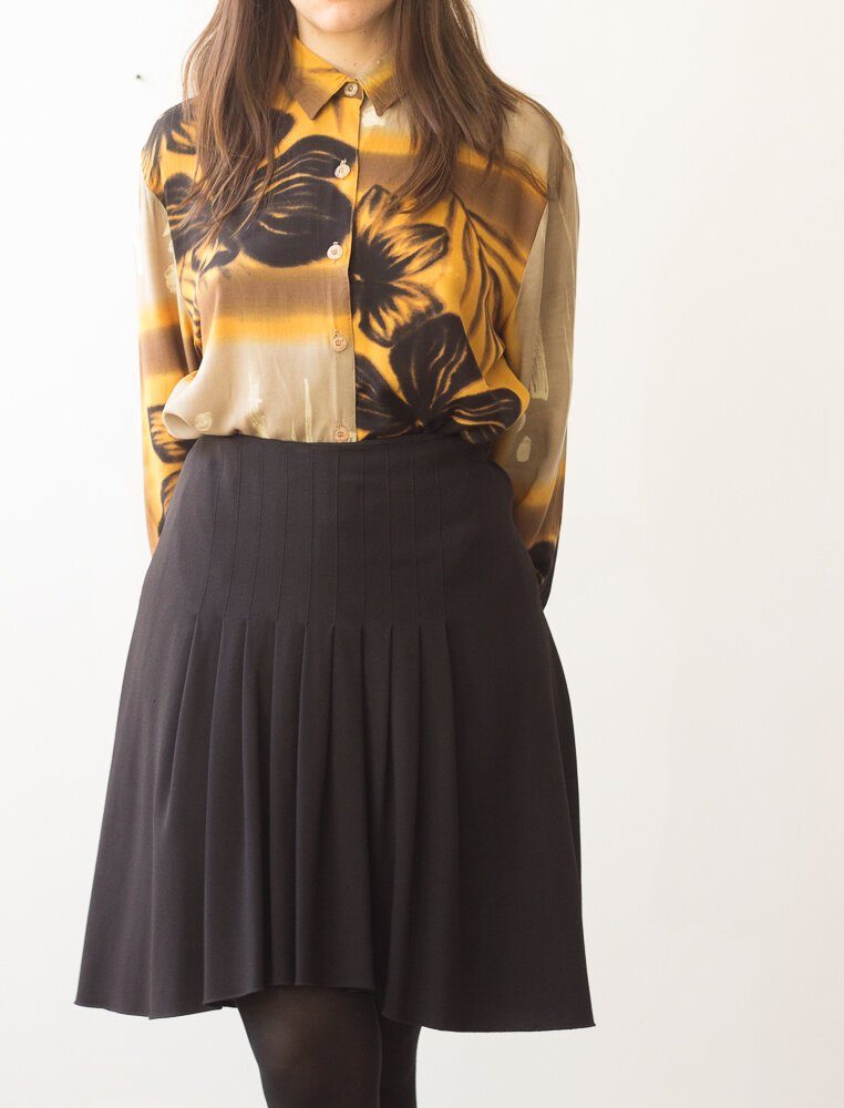 Y2K Prada Crepe Pleated Skirt