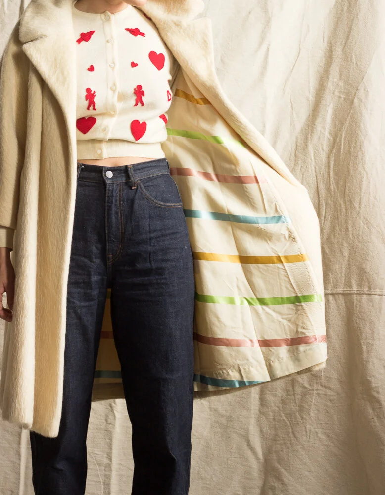 1950s Lilli Ann Creme Mohair Clutch Coat