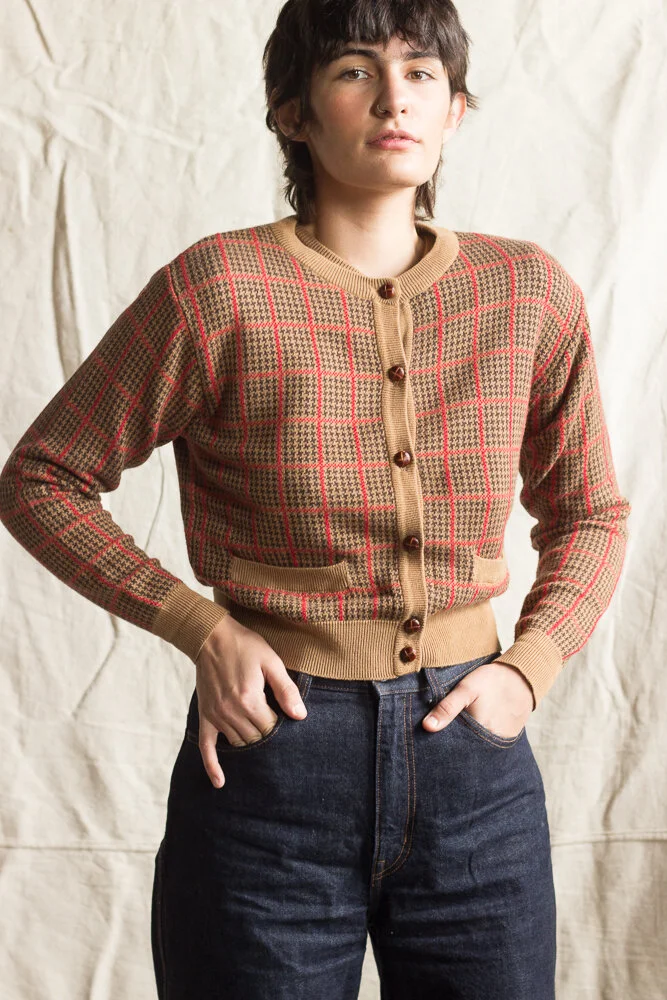 1980s Cotton Houndstooth Knit Twinset