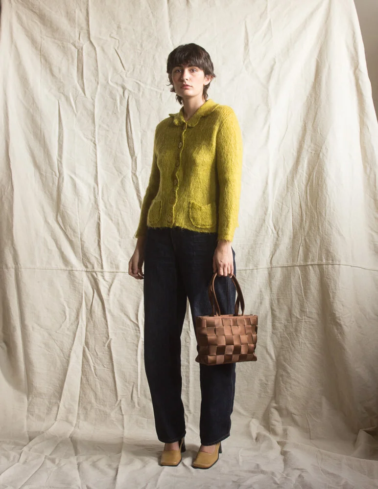 1960s Italian Chartreuse Mohair Cardigan