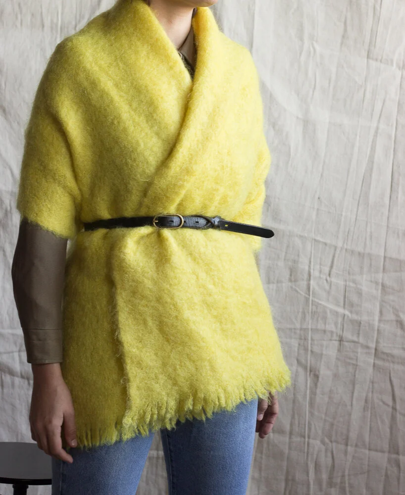 1960s Canary Yellow Mohair Oversize Shawl