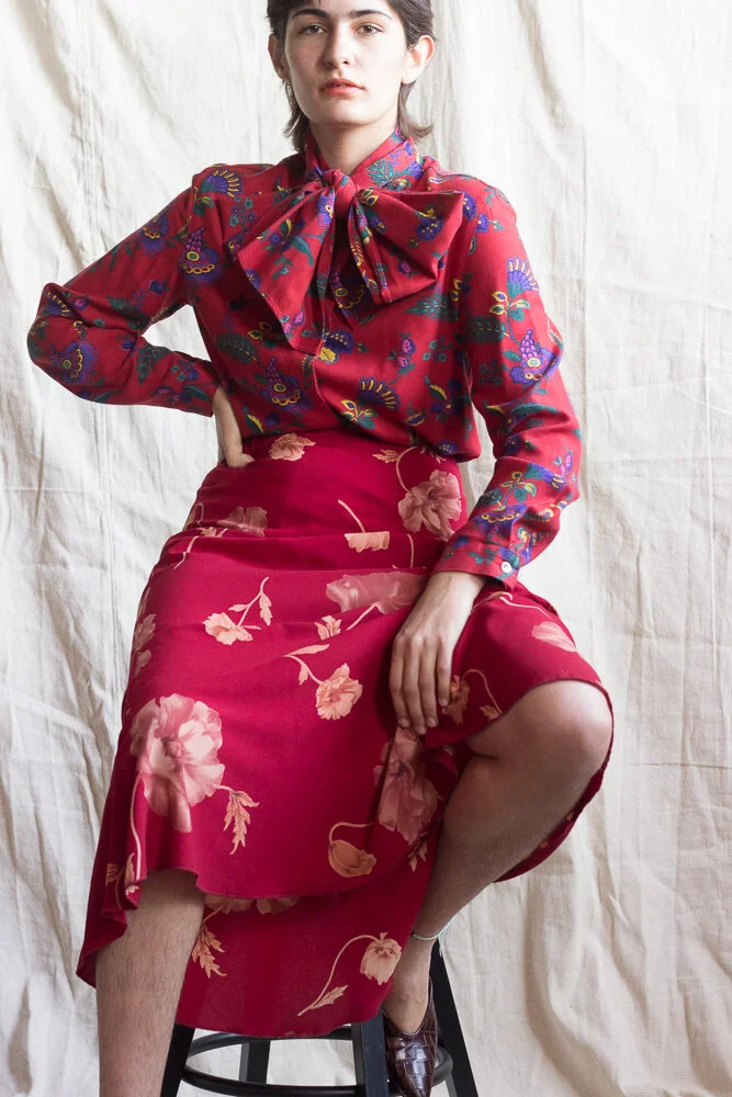 1980s Byblos Italian Paisley Bow Blouse