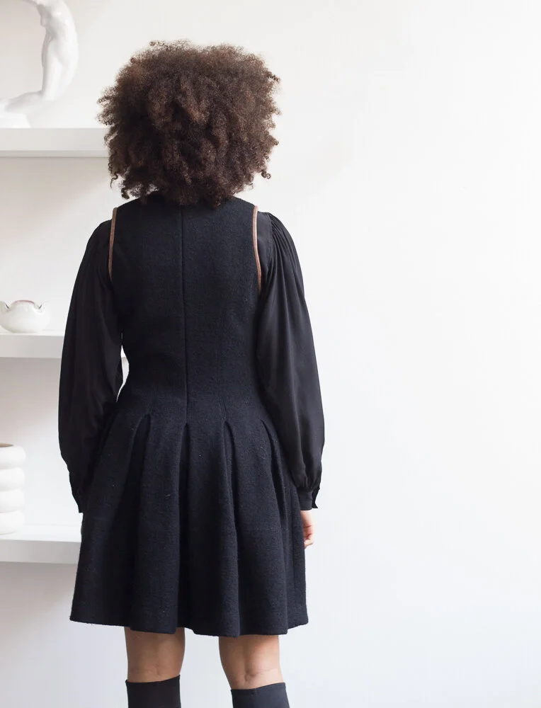 1990s Ralph Lauren Bouclé and Leather Dress