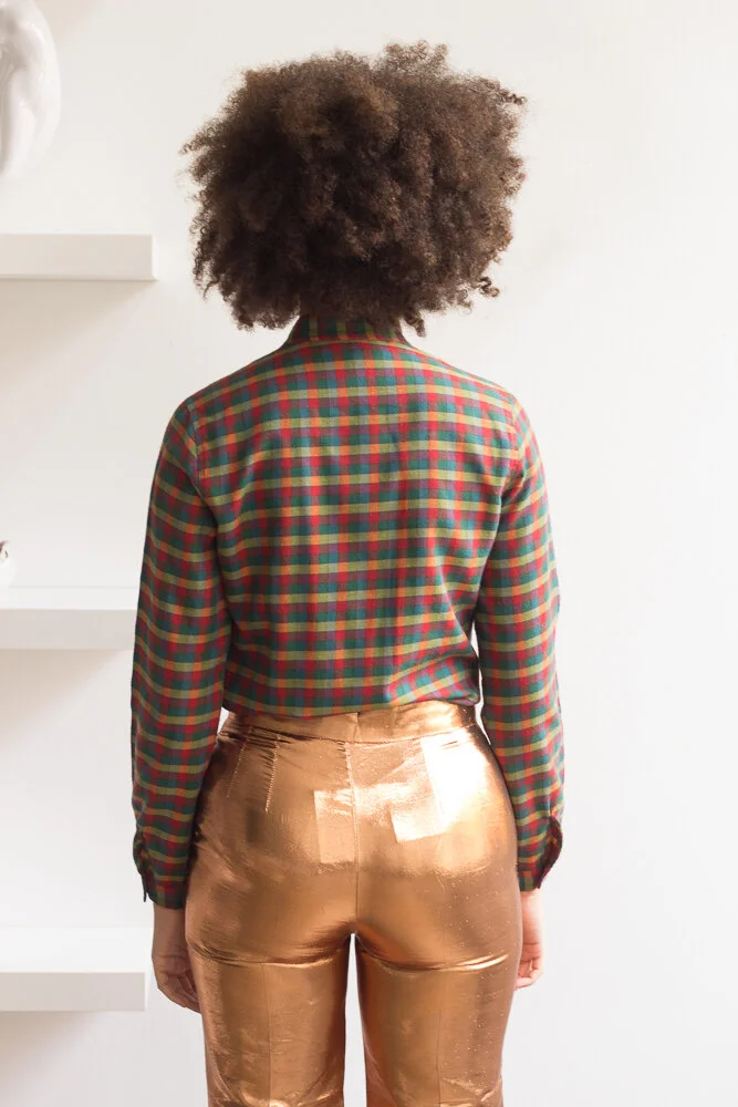 1970s Clovis Ruffin Madras Cotton Blouse