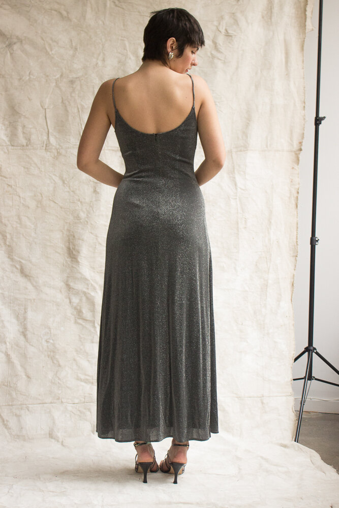 90s glitter layered dress 1990s Spaghetti Strap Perfect Gown — Wayward Collection maxi dress fall