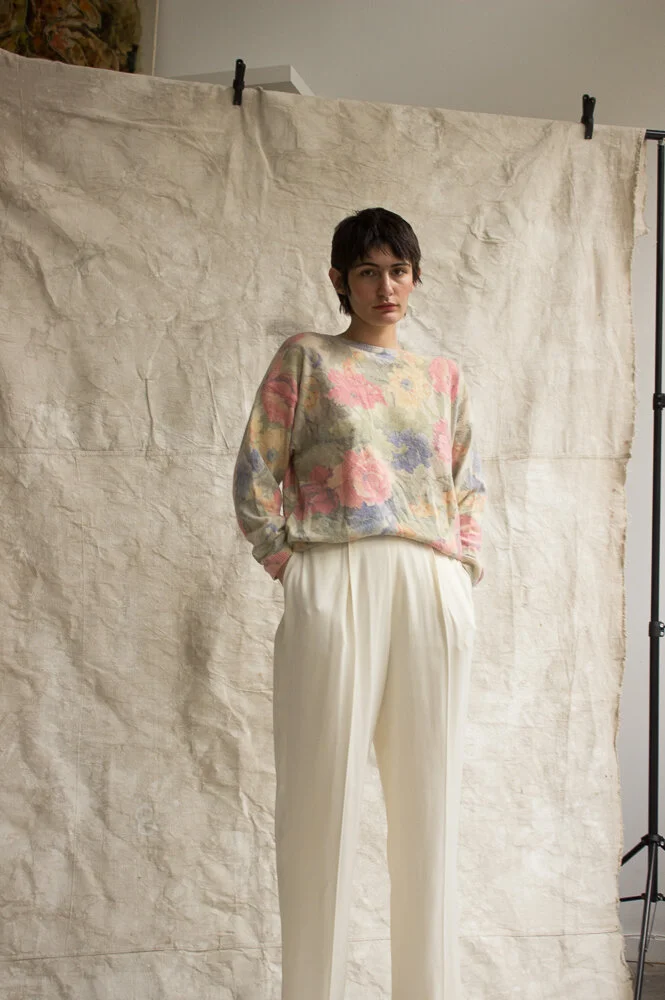 1980s Floral Angora Low Back Sweater