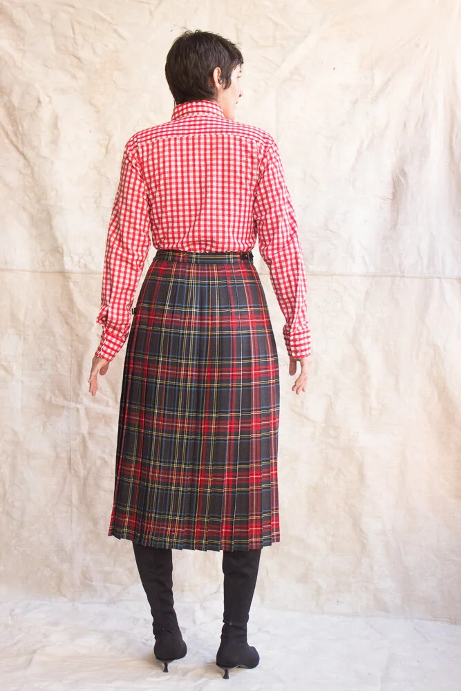 1970s Gray Tartan Scottish Wool Kilt