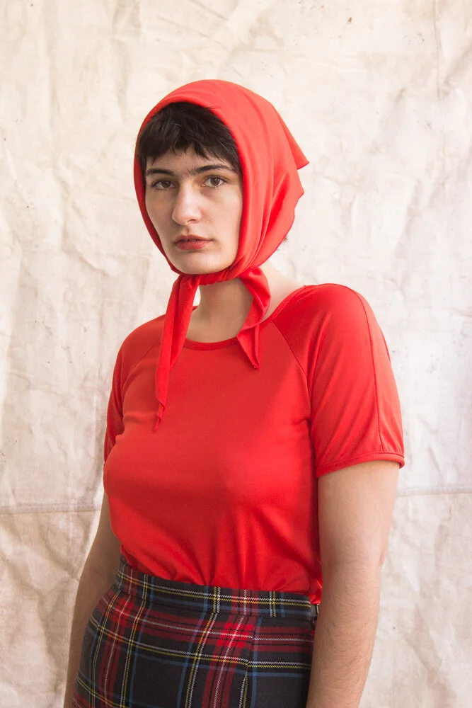 1970s Red Nylon Tee with Matching Kerchief