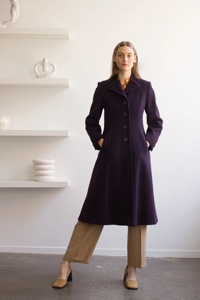 1970s Zandra Rhodes Aubergine Princess Coat