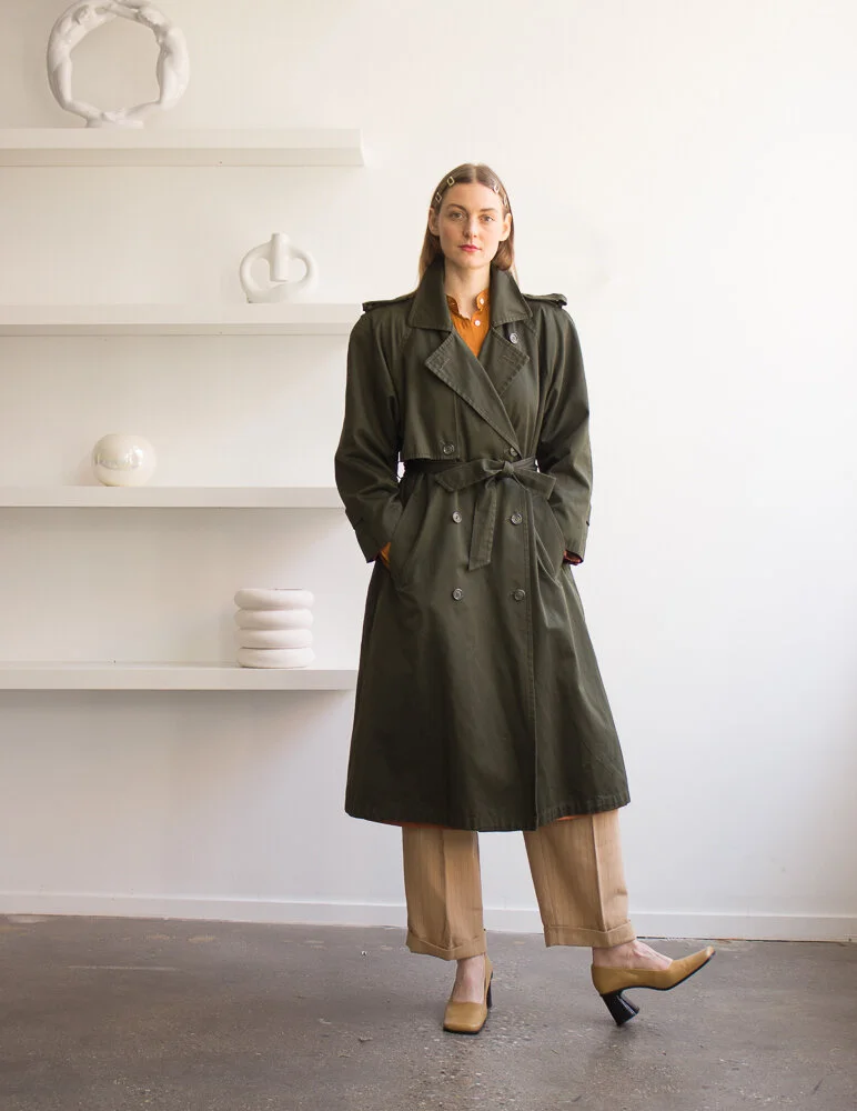 1980s Olive Cotton Trench