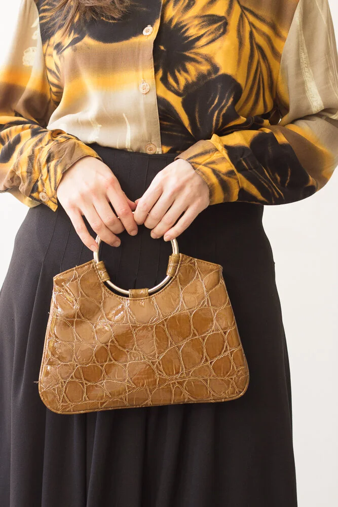 1990s Patent Leather Embossed Croc Bag
