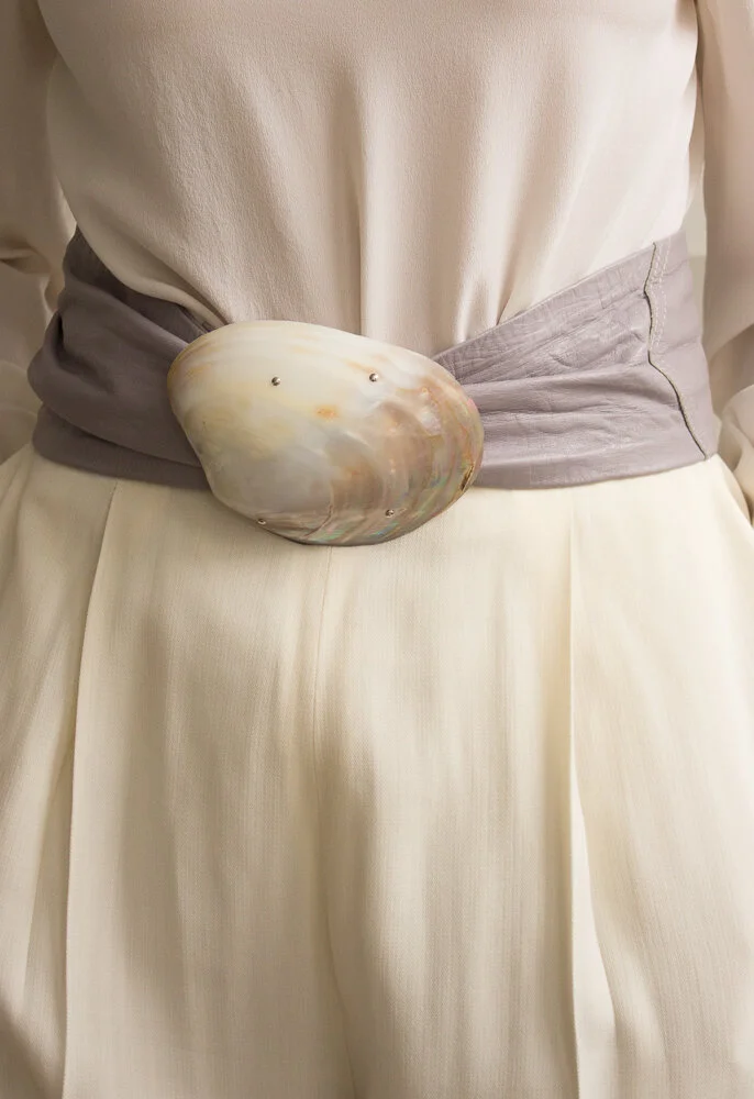 1980s Shell and Leather Sash Belt