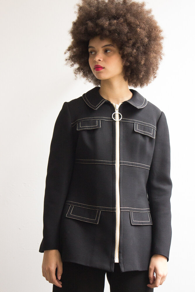 Modern Mod Jacket 1960s Contrast Stitch Fine Wool Mod Jacket β Wayward Collection