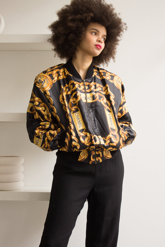 1980s Faux Chanel Silk Bomber — Wayward Collection
