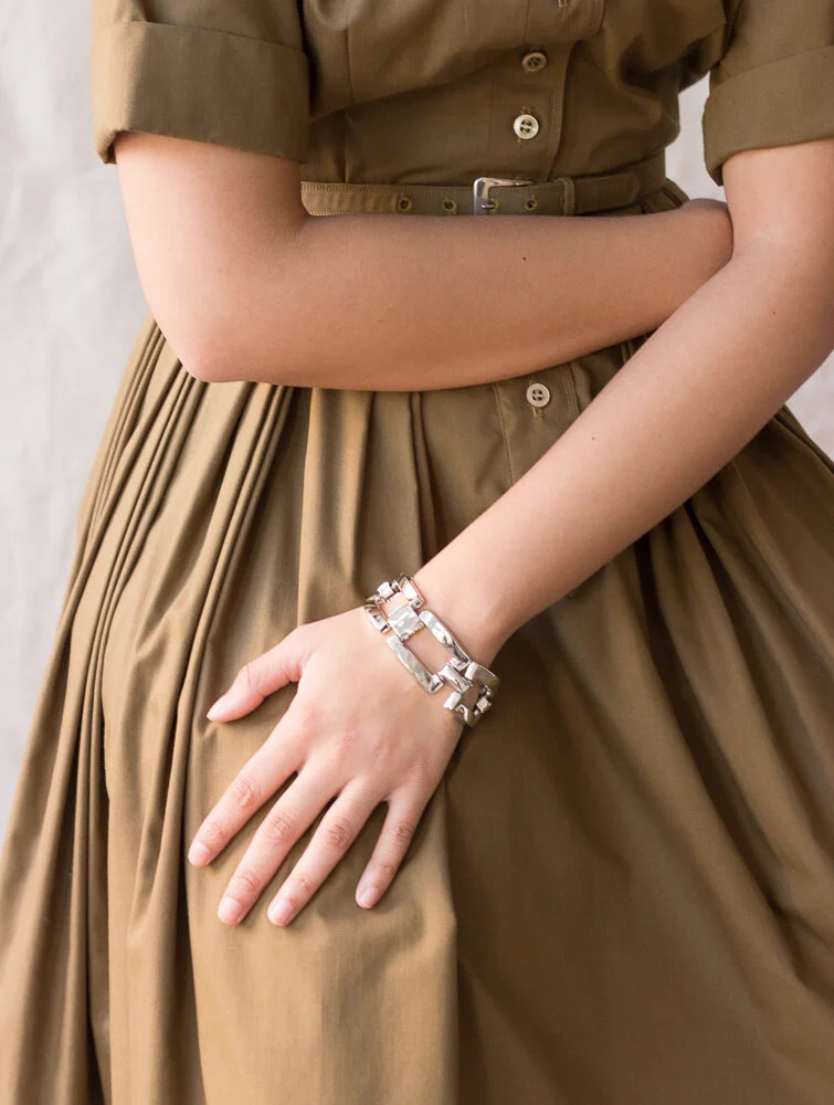 1980s Silver Large Link Tennis Bracelet