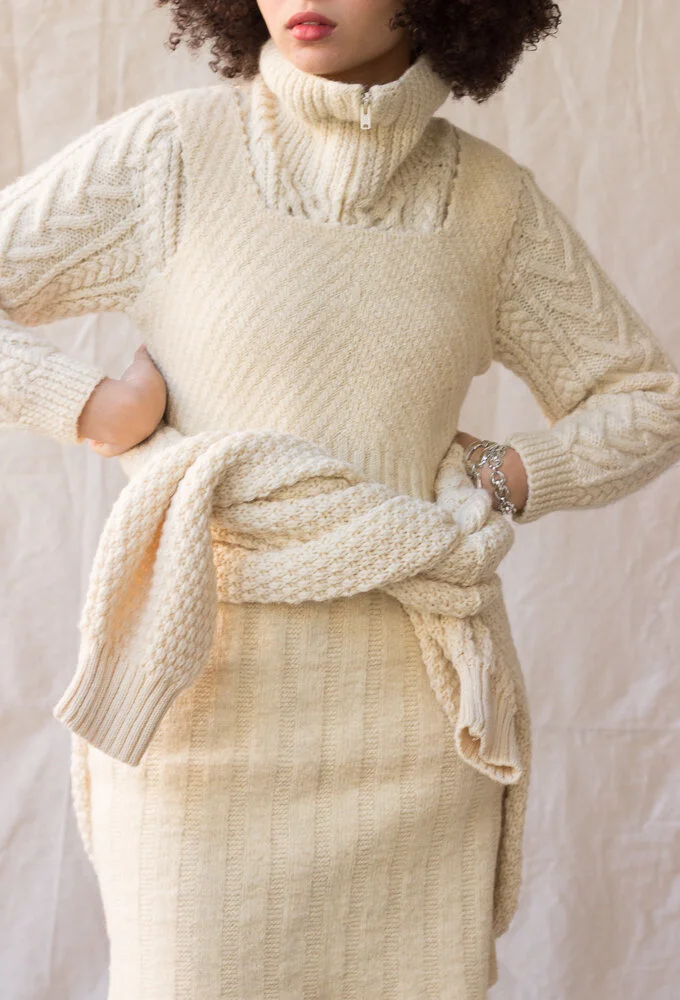 knee length dresses for ladies Recycled Cotton Cable Sweater Dress
