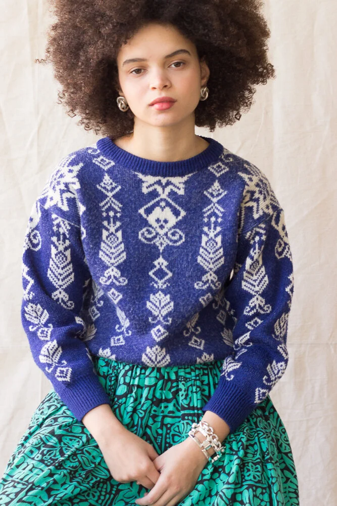 1980s Perfect Blue Fairisle Knit