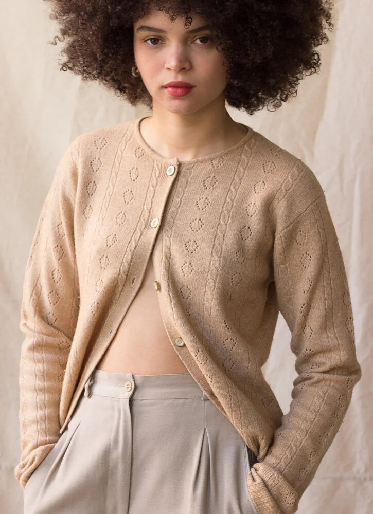 1980s Espirit Eyelet Wool Cardigan 