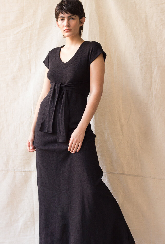 1970s Knit Tie Waist Maxi Dress  Wayward Collection