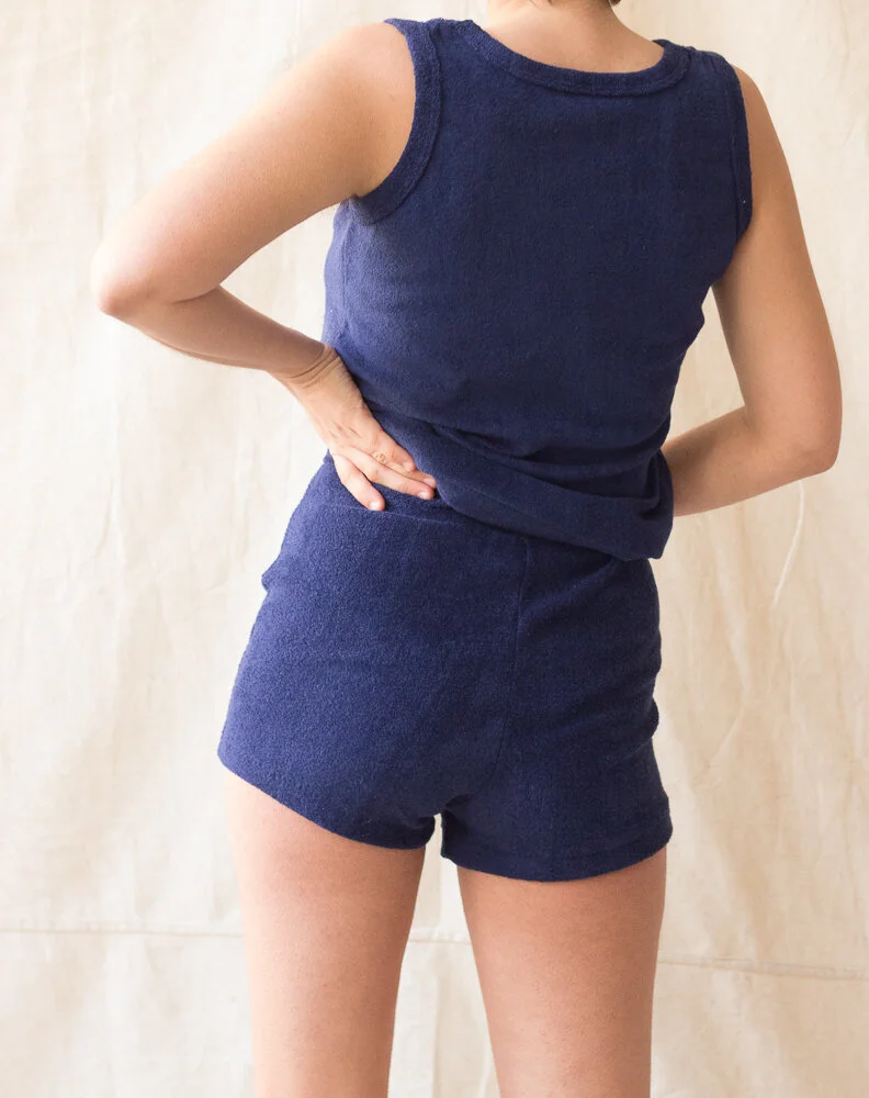 1970s Blue French Terry Sporty Set