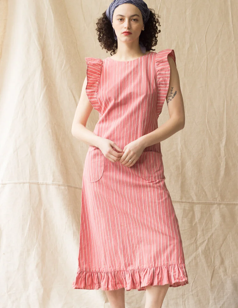 strapless open back dress Marimekko Sopiva Unikko Dress – Cotton Linen A-Line in Bold Print – Nordic  Fusion Store main image 0