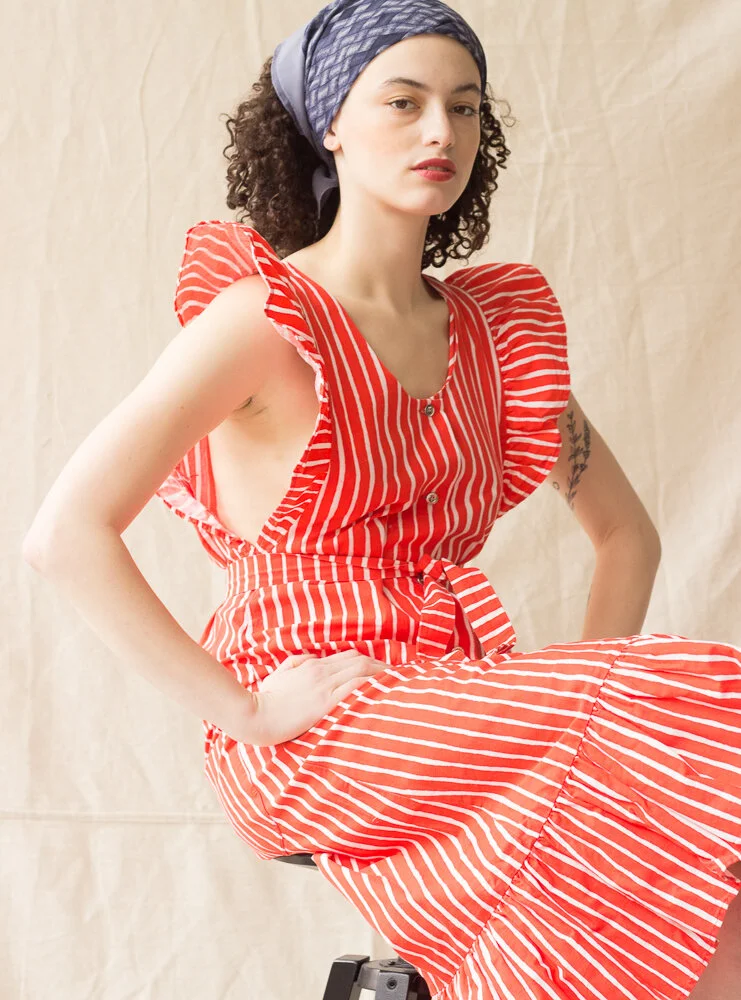 strapless open back dress Rouge Red Tulip Hem Midi Wrap Dress
