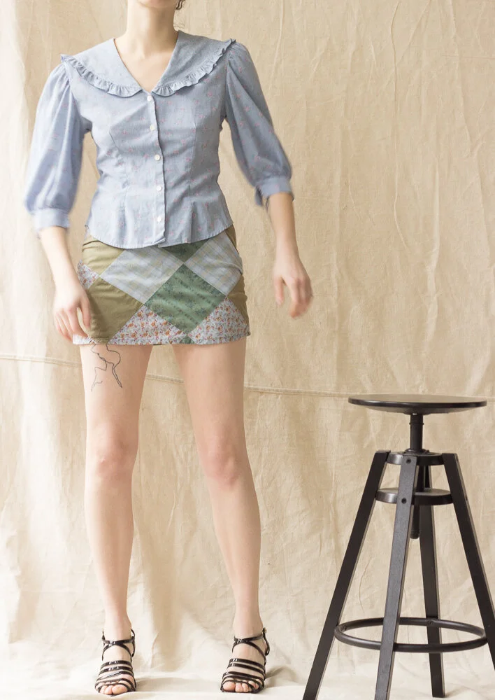 1990s Cotton Patchwork Micro Mini Skirt