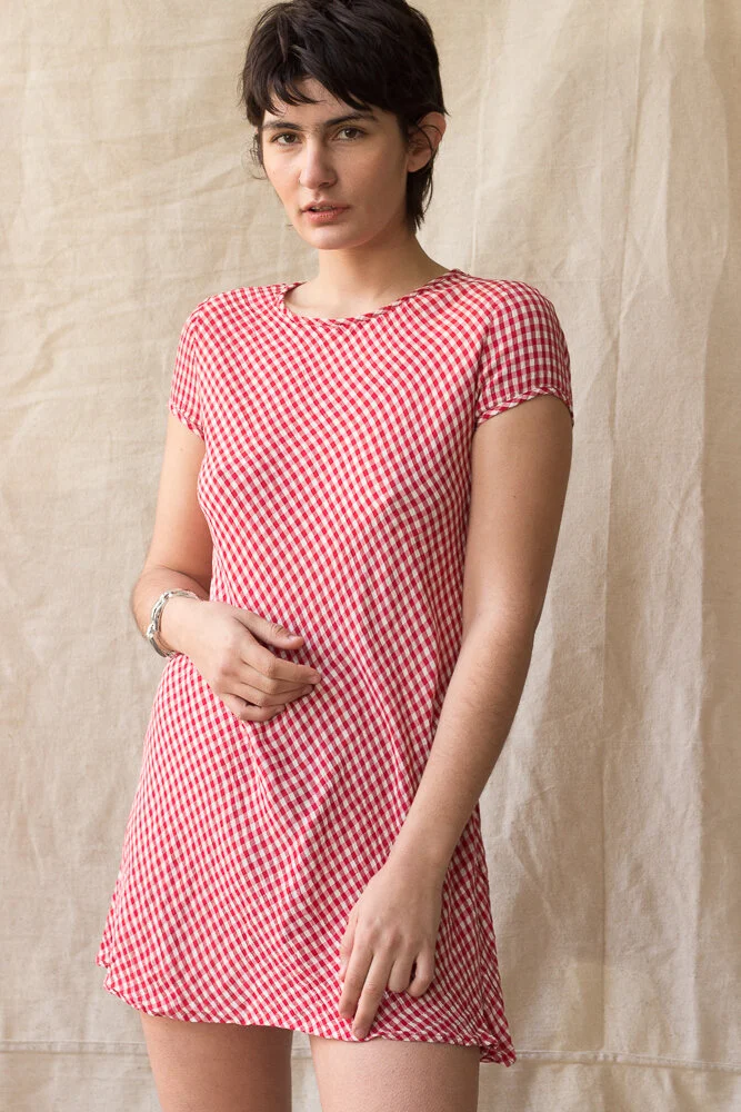 1990s Shelly Segal Gingham Bias Cut Mini Dress
