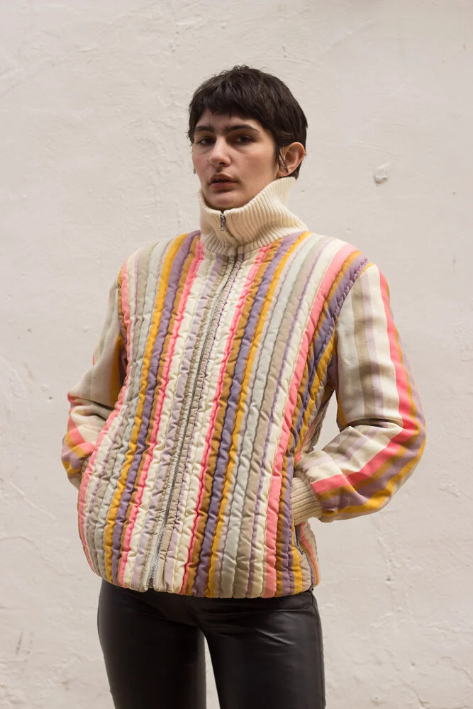 1960s Pastel Cotton Striped Ski Jacket