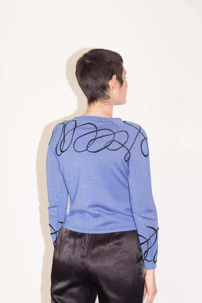 1990s Carlisle Cornflower Silk Scribble Knit