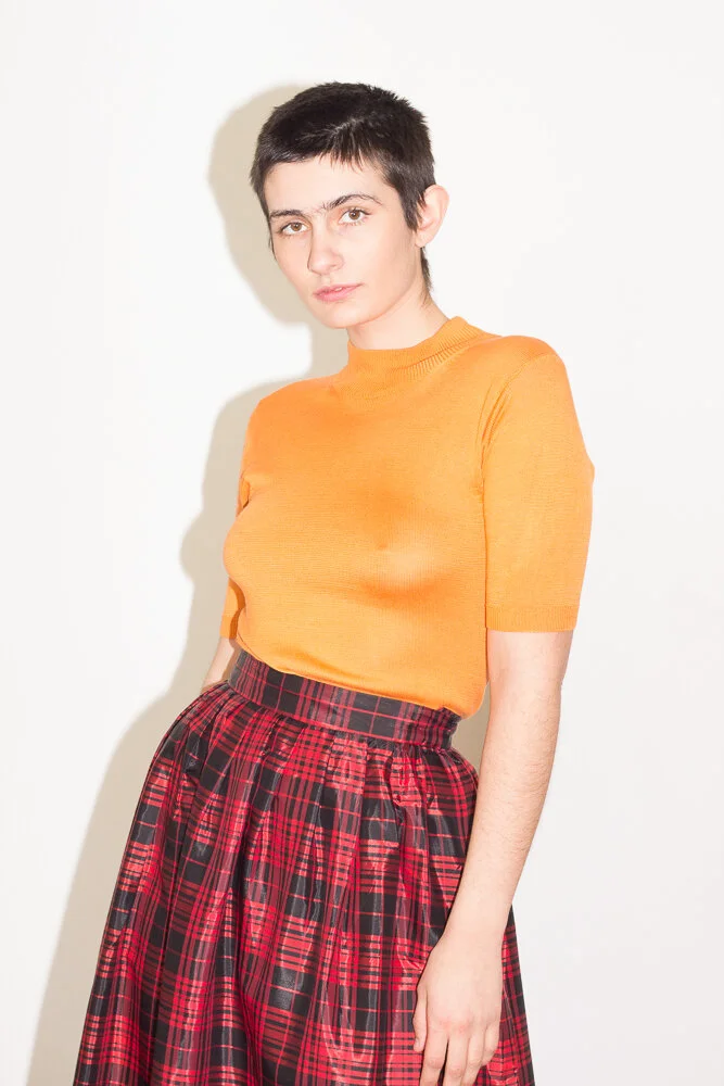 1990s Orange Silk Cotton Knit