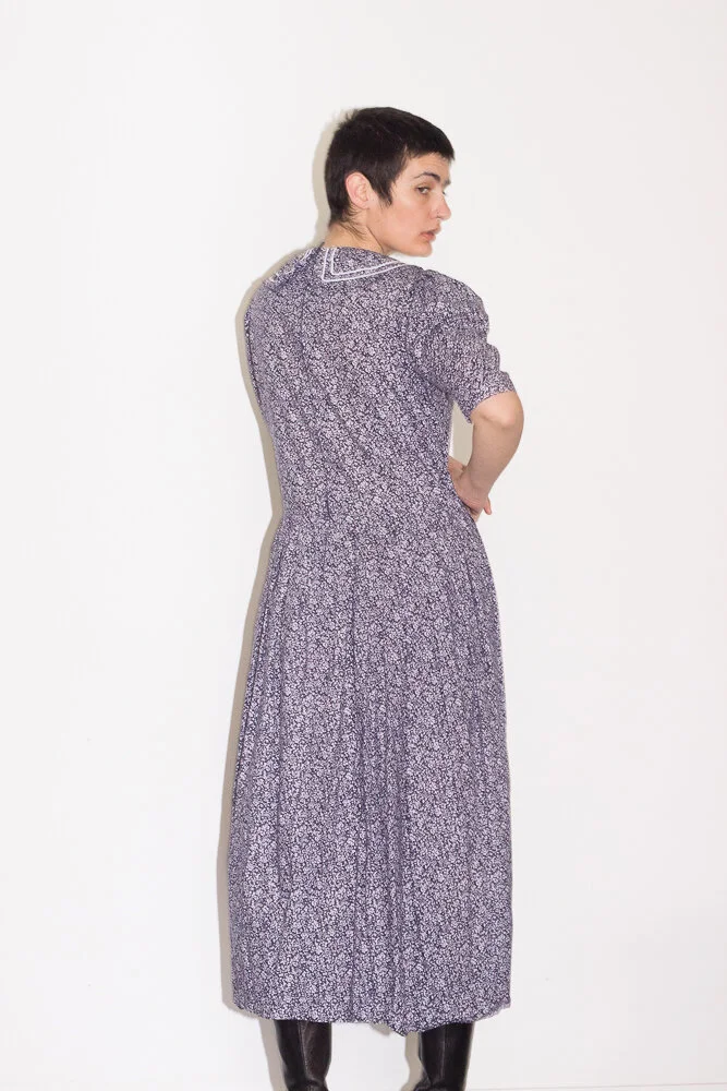 1980s Laura Ashley Blue Liberty Floral Mennonite Dress  Wayward Collection