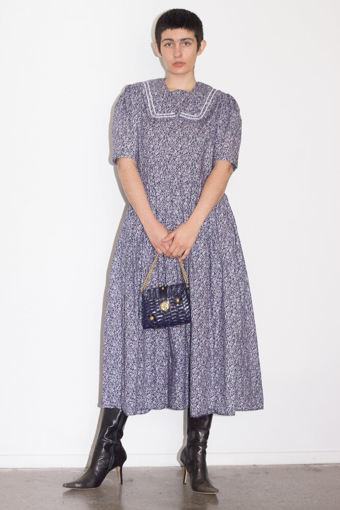 1980s Laura Ashley Blue Liberty Floral Mennonite Dress  Wayward Collection