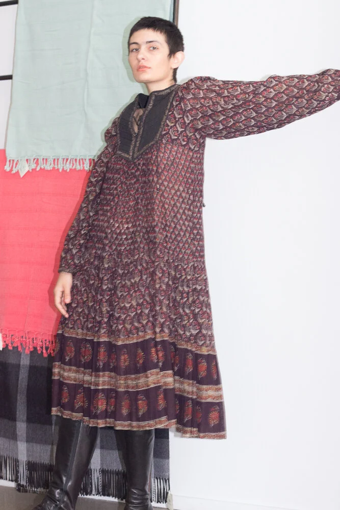 1970s "Her Excellency" Indian Cotton Gauze Yoked Kaftan — Wayward