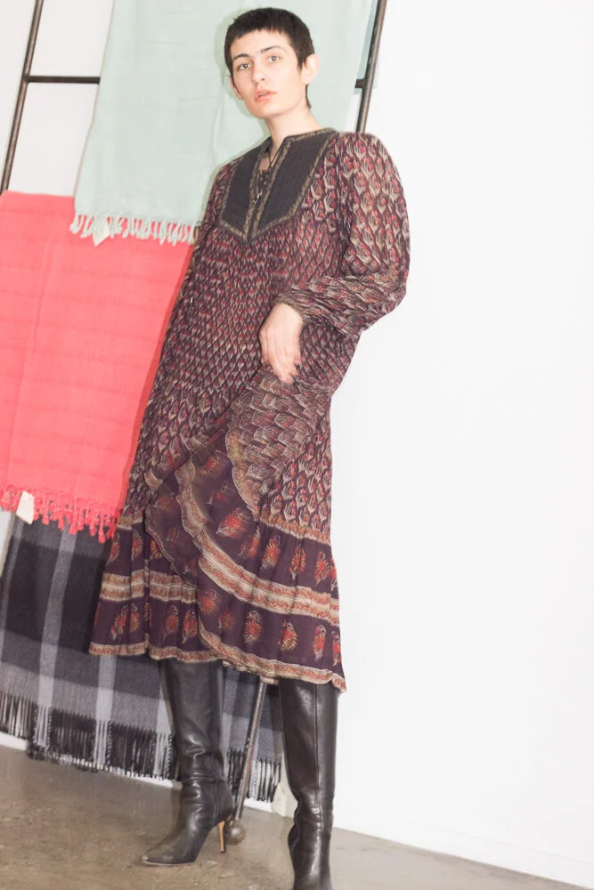 1970s "Her Excellency" Indian Cotton Gauze Yoked Kaftan — Wayward