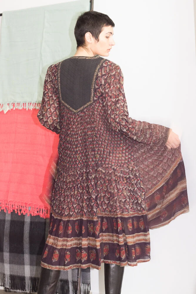 1970s "Her Excellency" Indian Cotton Gauze Yoked Kaftan