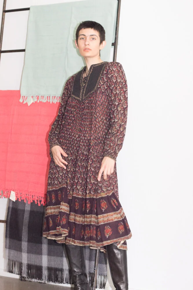 1970s "Her Excellency" Indian Cotton Gauze Yoked Kaftan — Wayward