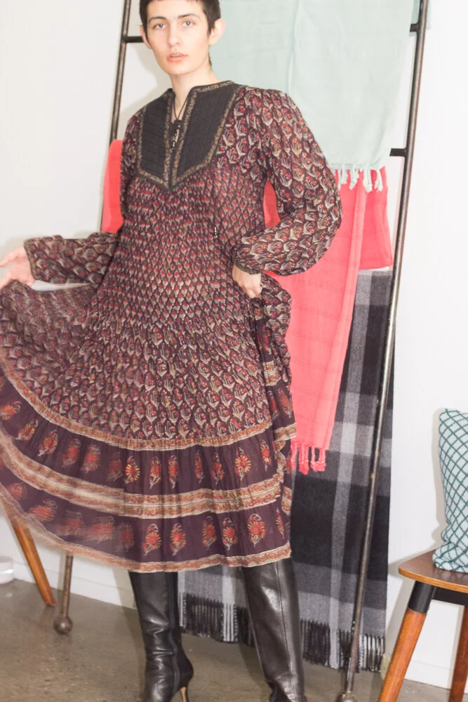 1970s "Her Excellency" Indian Cotton Gauze Yoked Kaftan — Wayward