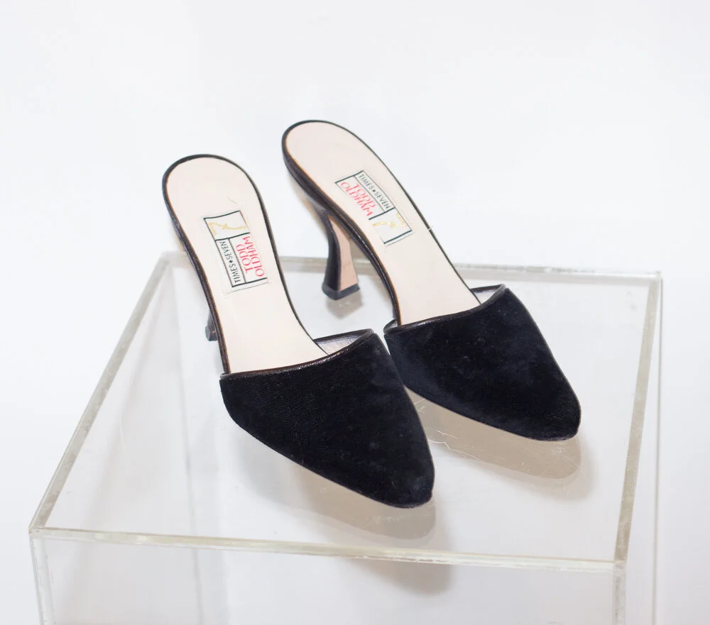 1990s Todd Oldham Black Velvet Mules