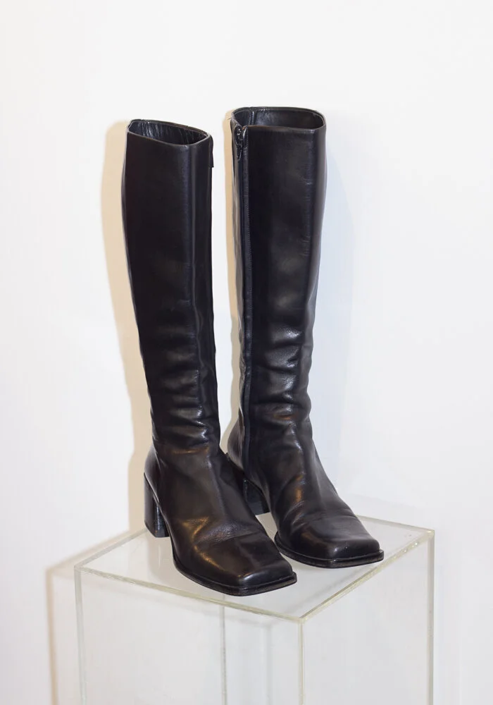 1990s Via Spiga Square Leather Knee Boot