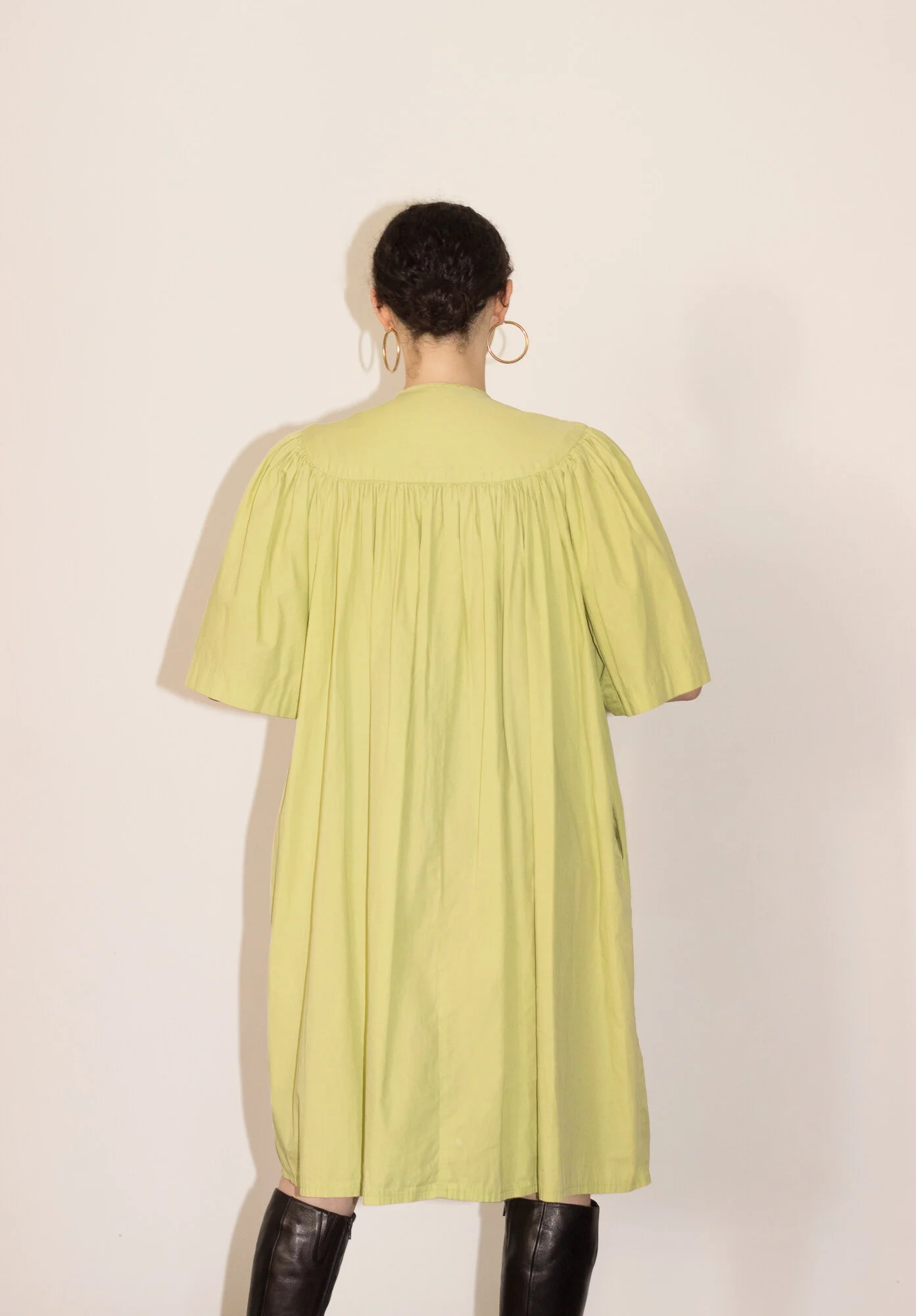 1950s Chartreuse Cotton Smock Dress
