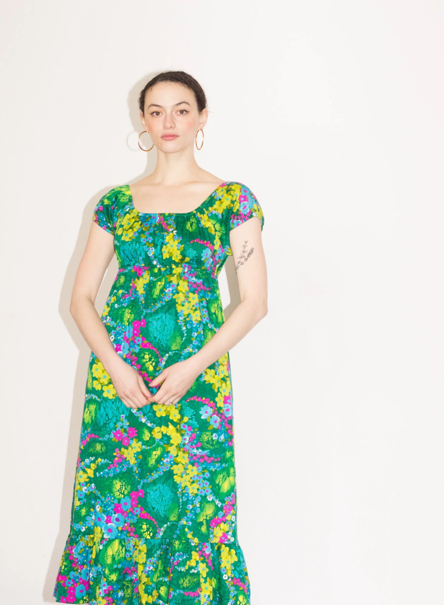 1970s Hawaiian Off the Shoulder Floral Lounge Dress — Wayward Collection