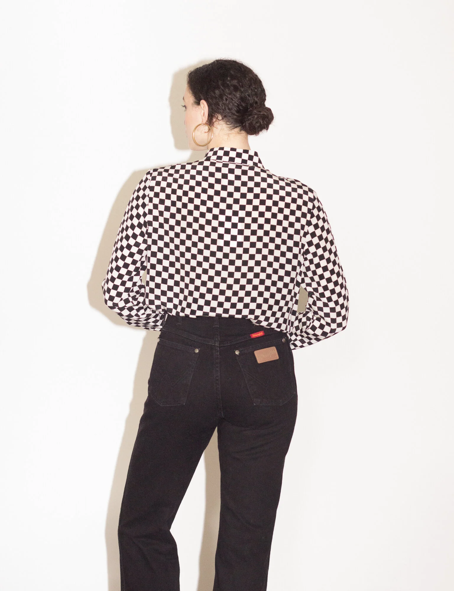 1980s Silk Checkerboard Blouse