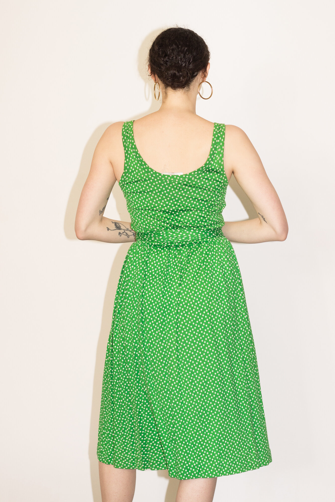 1970s Diane von Furstenberg Kelly Green Polka Dot Sun Dress  Wayward  Collection