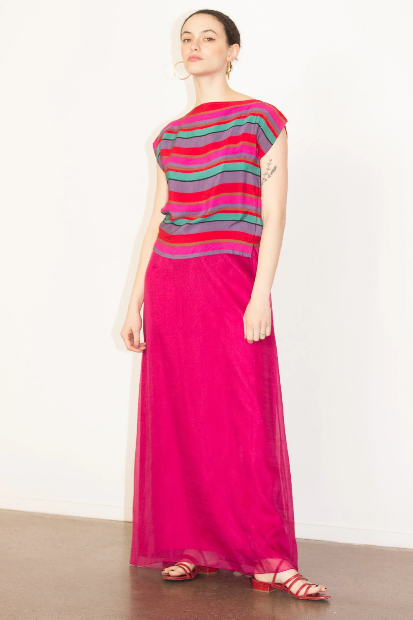 1990s Hot Pink Silk Organza Ball Skirt